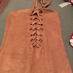 Suede halter dress